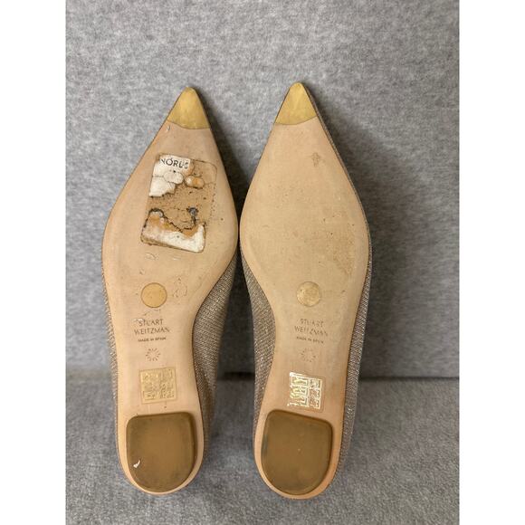 Stuart Weitzman Emilia Pointed Toe Flat Glitter Poudre New Noir 6.5M Excellent - Picture 7 of 10